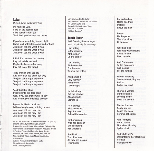 Suzanne Vega  The Best Of; Tried And True : Inlay 5